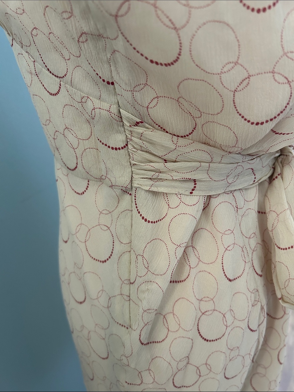Ann Taylor Beige Midi Dress with Subtle Circular Print - Picture 5 of 8